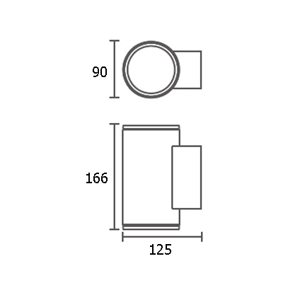 ขนาดโคมไฟ outdoor wall lightALYN-R2 GU10